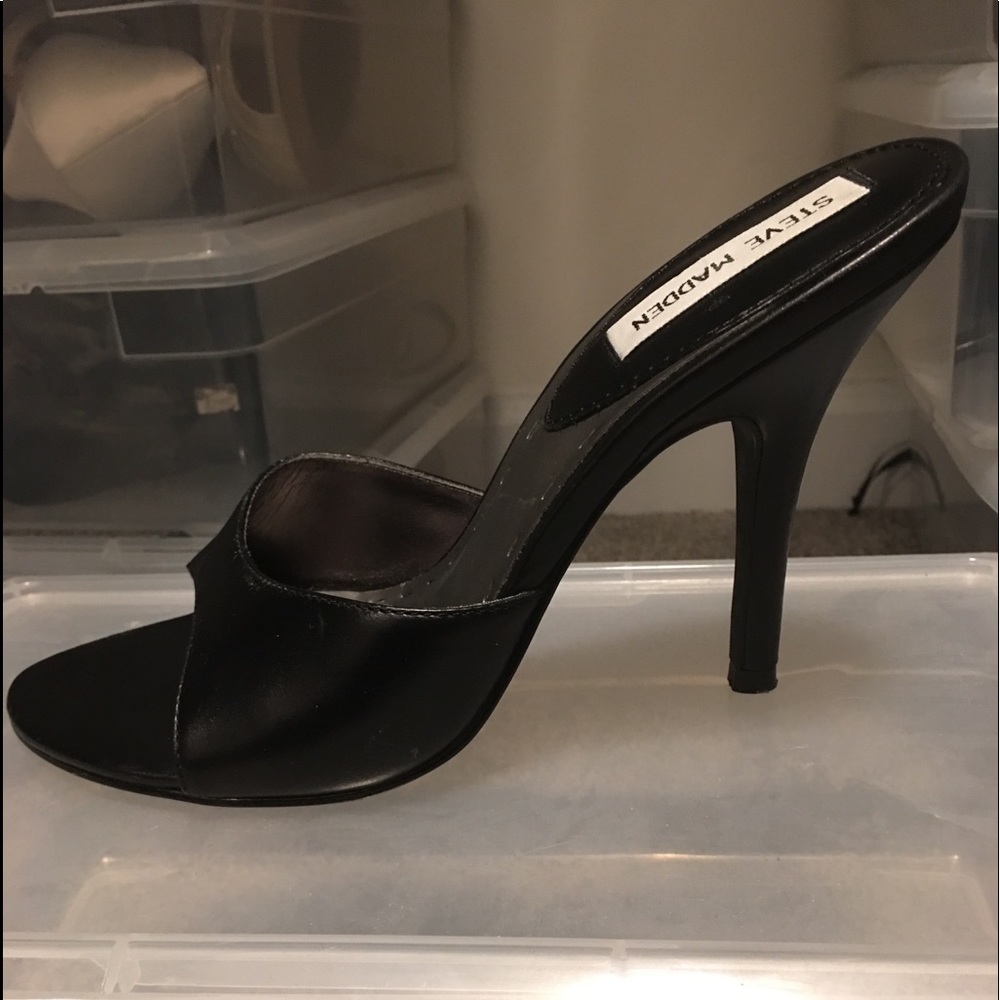 Black leather heels